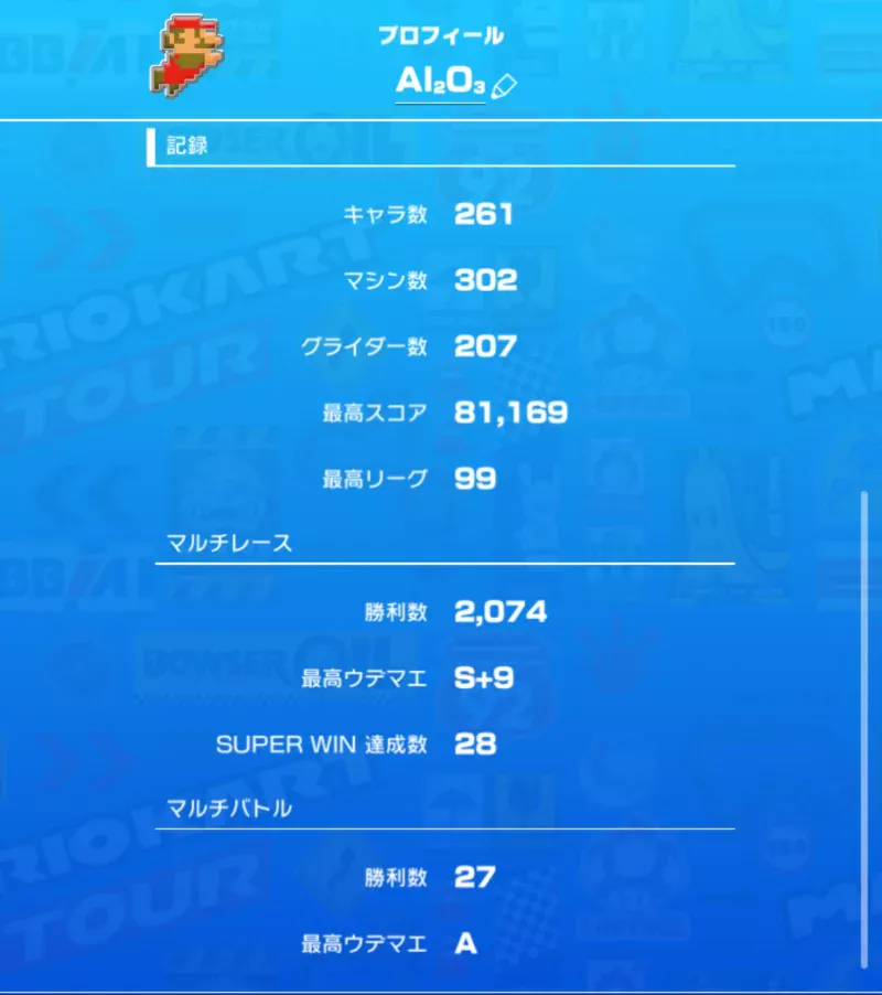 マリオカートツアー、最終的なプロフィール。